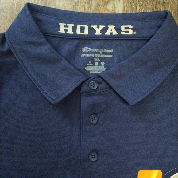 XXL 2XL Georgetown Hoyas Champion Polo Shirt Coaches Tee Navy Blue Basketball - Picture 3 of 6